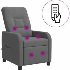vidaXL Massage Recliner Donkergrijs Stof