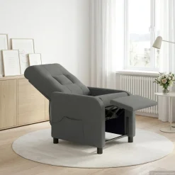 vidaXL Massage Recliner Donkergrijs Stof