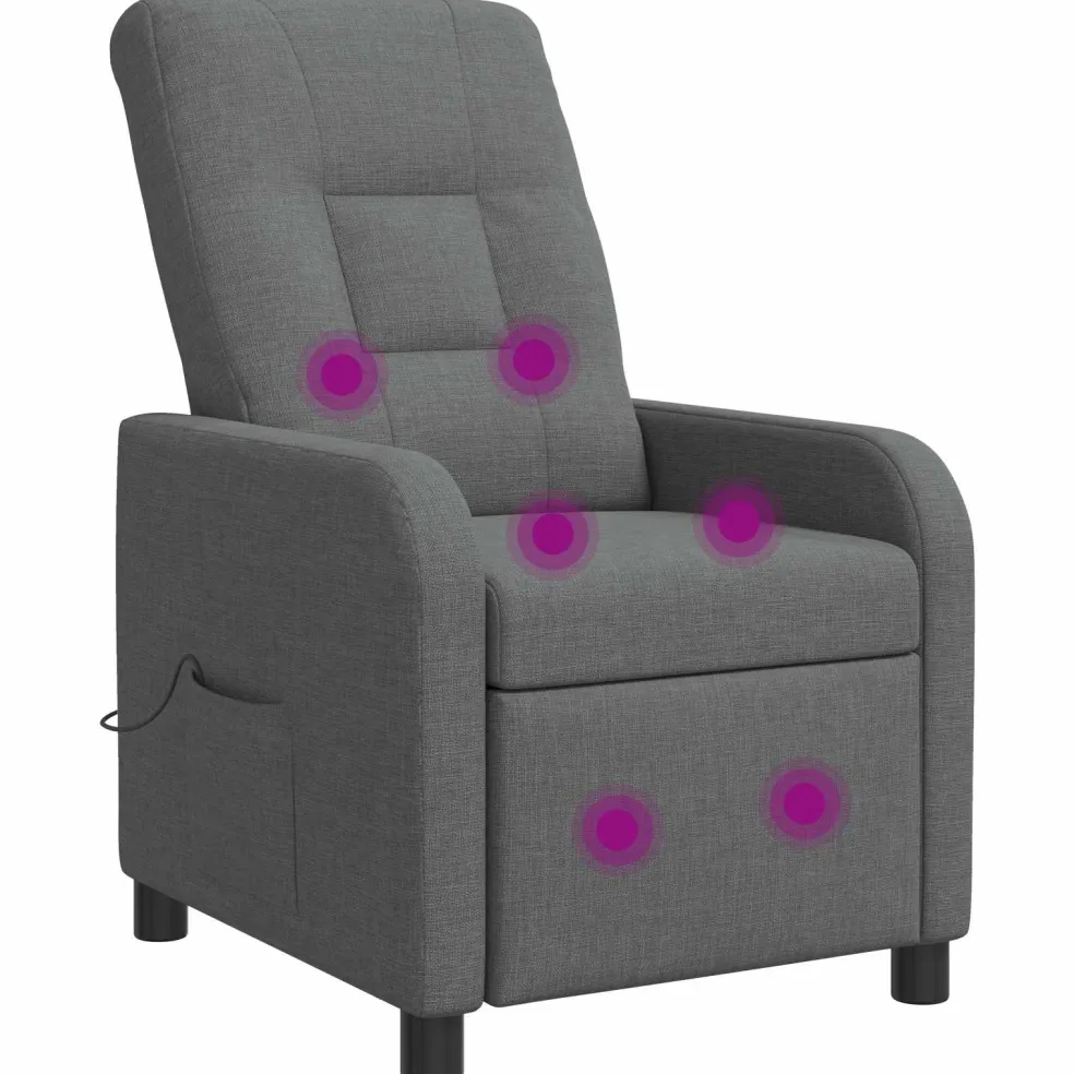 vidaXL Massage Recliner Donkergrijs Stof