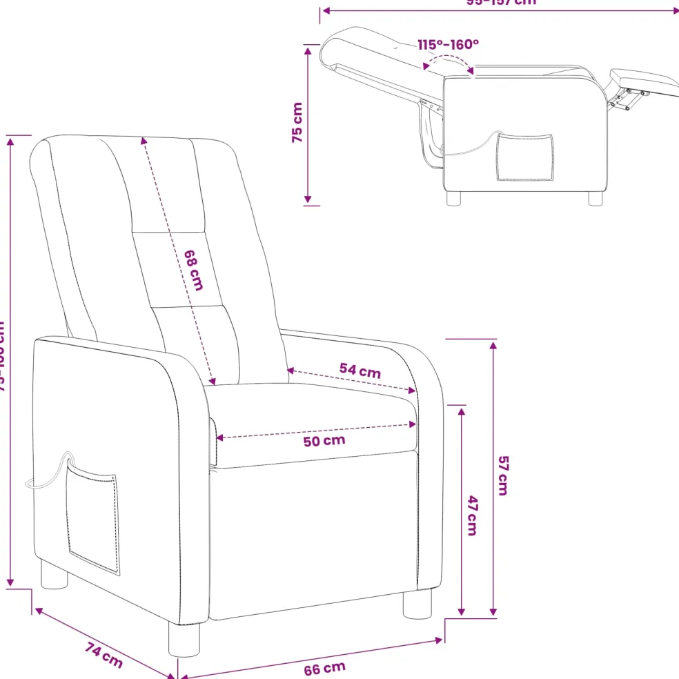 vidaXL Massage Recliner Donkergrijs Stof