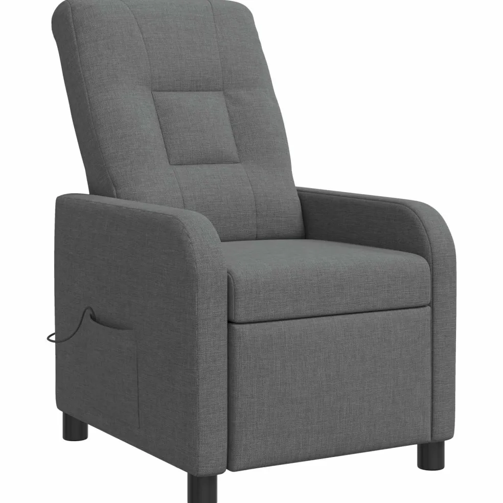 vidaXL Massage Recliner Donkergrijs Stof