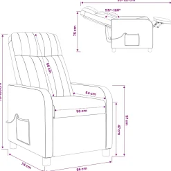 vidaXL Massage Recliner Donkergrijs fluweel
