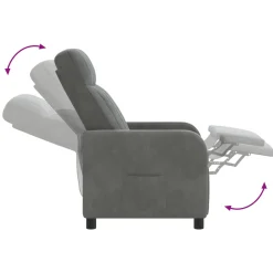 vidaXL Massage Recliner Donkergrijs fluweel