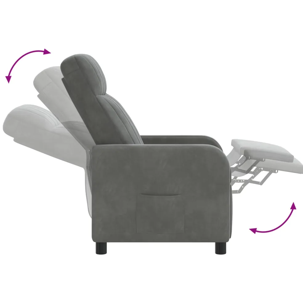 vidaXL Massage Recliner Donkergrijs fluweel