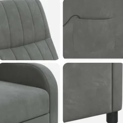 vidaXL Massage Recliner Donkergrijs fluweel