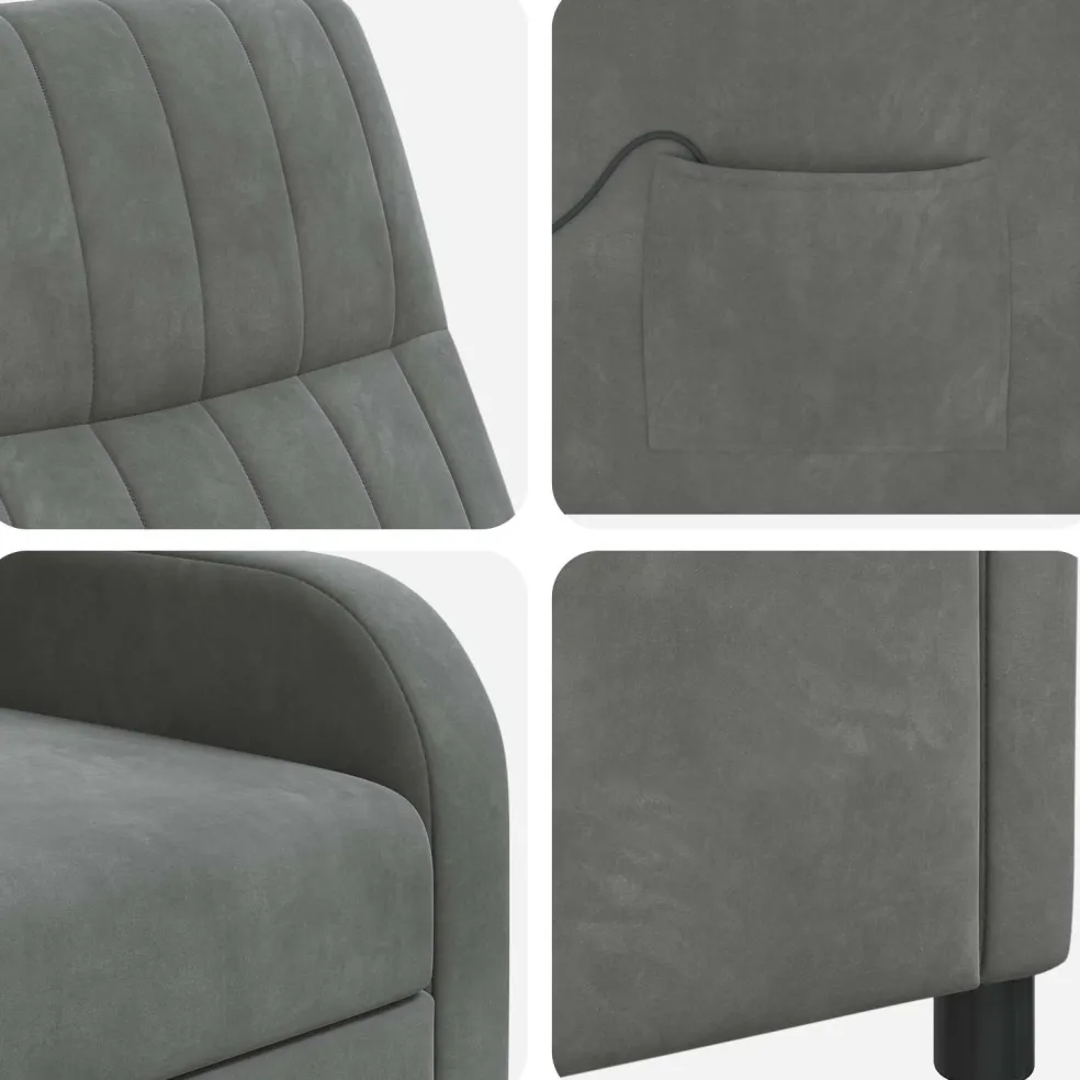 vidaXL Massage Recliner Donkergrijs fluweel