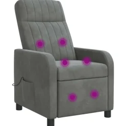 vidaXL Massage Recliner Donkergrijs fluweel