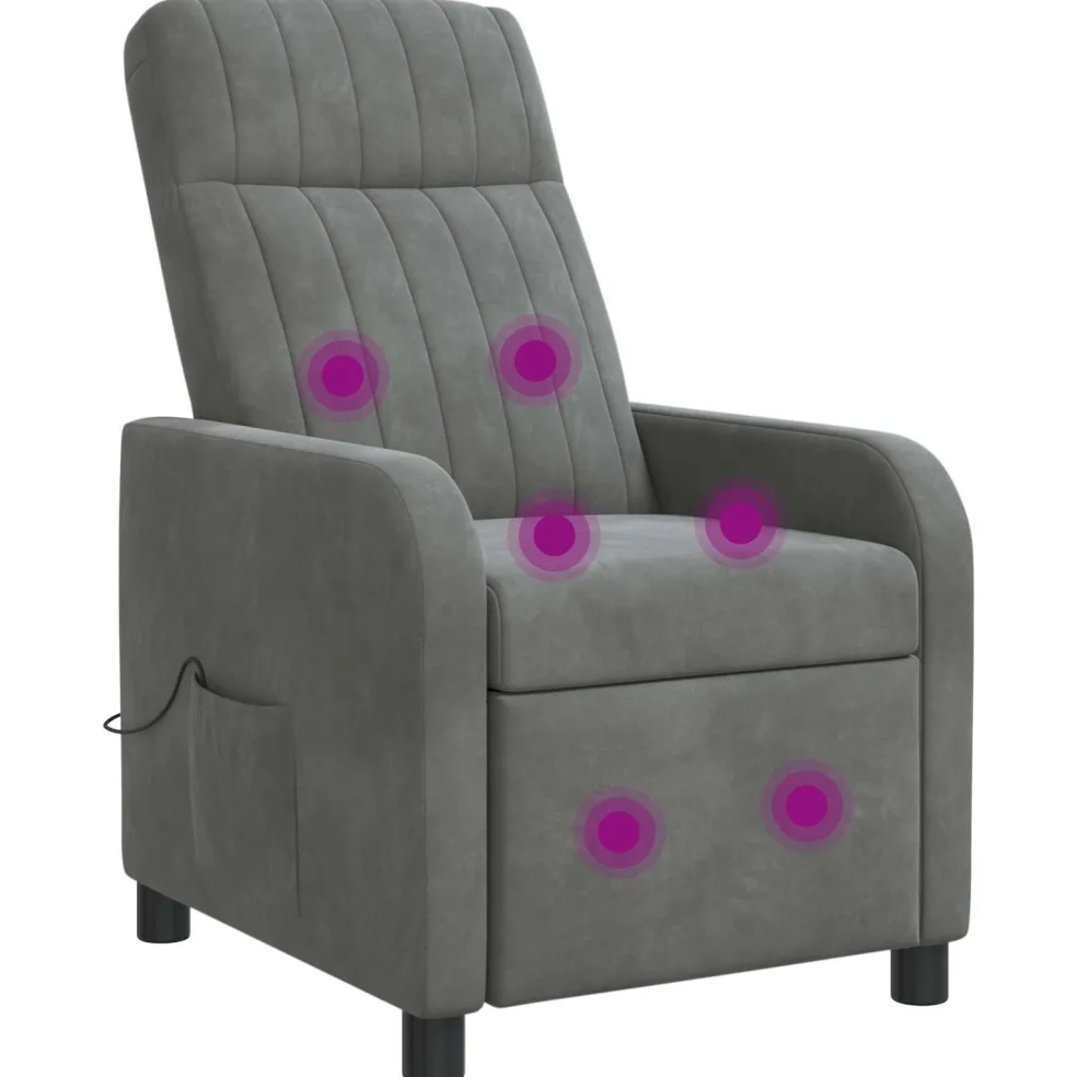 vidaXL Massage Recliner Donkergrijs fluweel