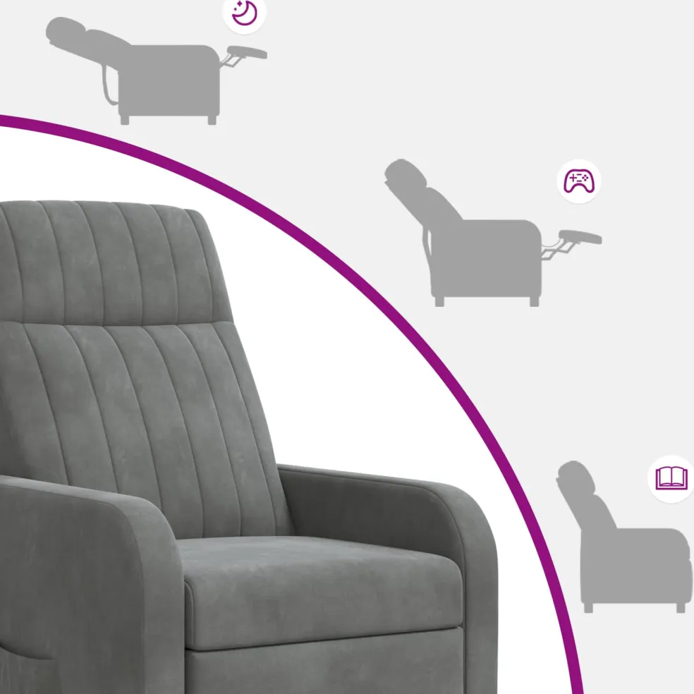 vidaXL Massage Recliner Donkergrijs fluweel