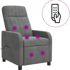 vidaXL Massage Recliner Donkergrijs fluweel
