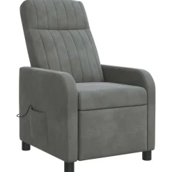 vidaXL Massage Recliner Donkergrijs fluweel