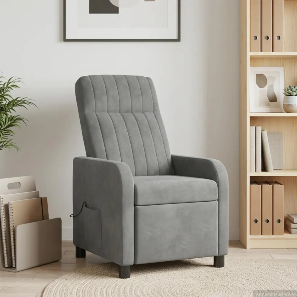 vidaXL Massage Recliner Donkergrijs fluweel