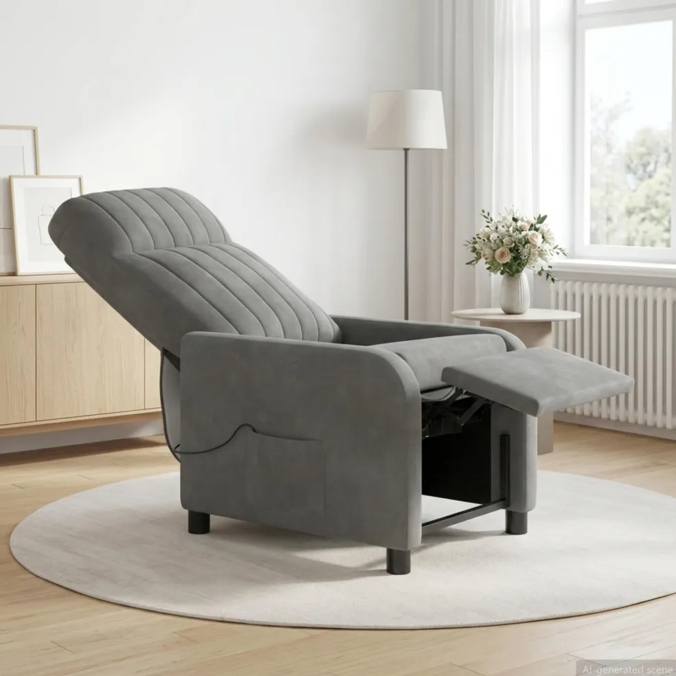 vidaXL Massage Recliner Donkergrijs fluweel