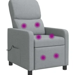 vidaXL Massage Recliner Lichtgrijs Polyester