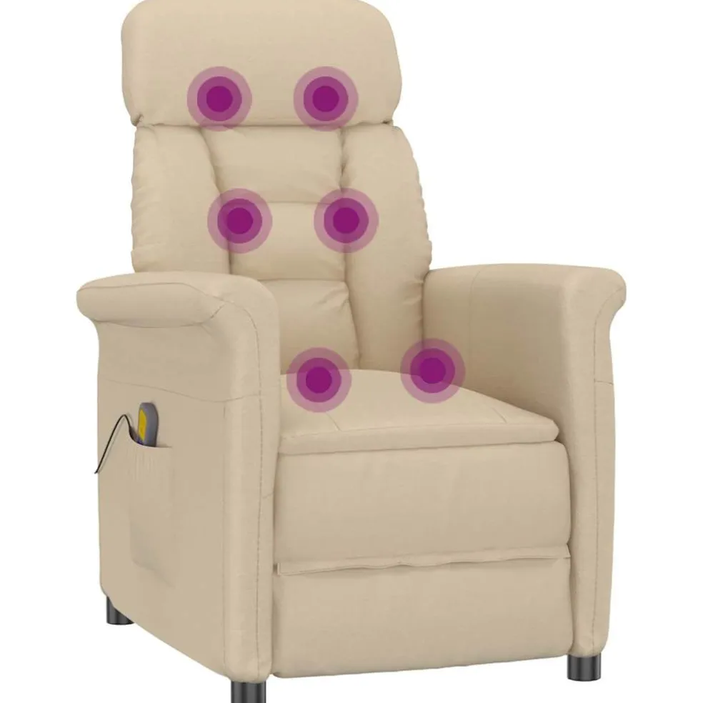vidaXL Massagestoel Crème 96.5 x 70.5 x 95 cm Microvezel