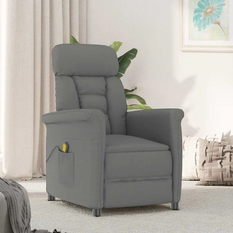 vidaXL Massagestoel Donkergrijs 96.5 x 70.5 x 95 cm Microvezel
