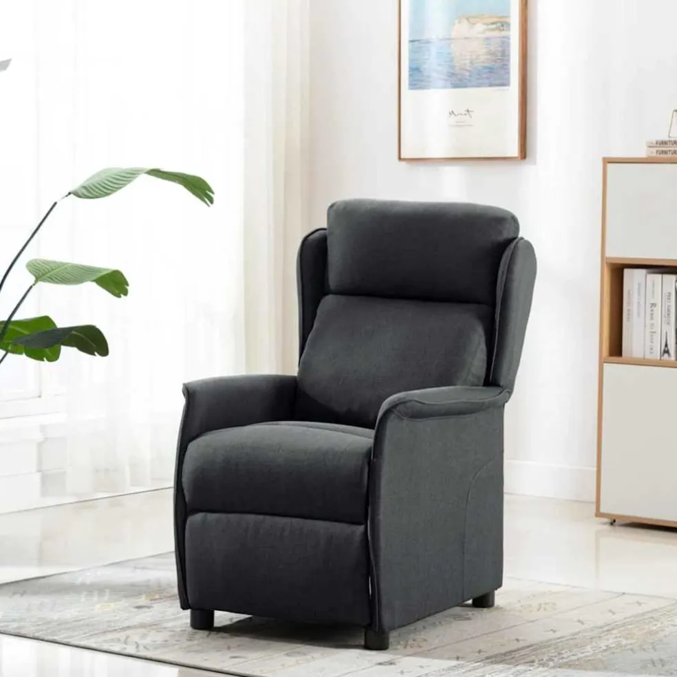 vidaXL Massagestoel Donkergrijs 93.5 x 67.5 x 101.5 cm Stof
