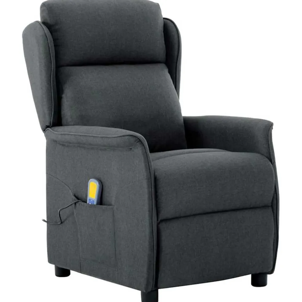 vidaXL Massagestoel Donkergrijs 93.5 x 67.5 x 101.5 cm Stof