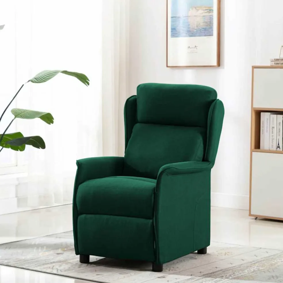 vidaXL Massagestoel Donkergroen 93.5 x 67.5 x 101.5 cm Stof