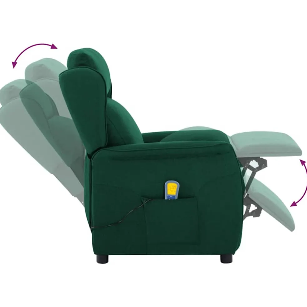 vidaXL Massagestoel Donkergroen 93.5 x 67.5 x 101.5 cm Stof