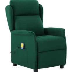vidaXL Massagestoel Donkergroen 93.5 x 67.5 x 101.5 cm Stof