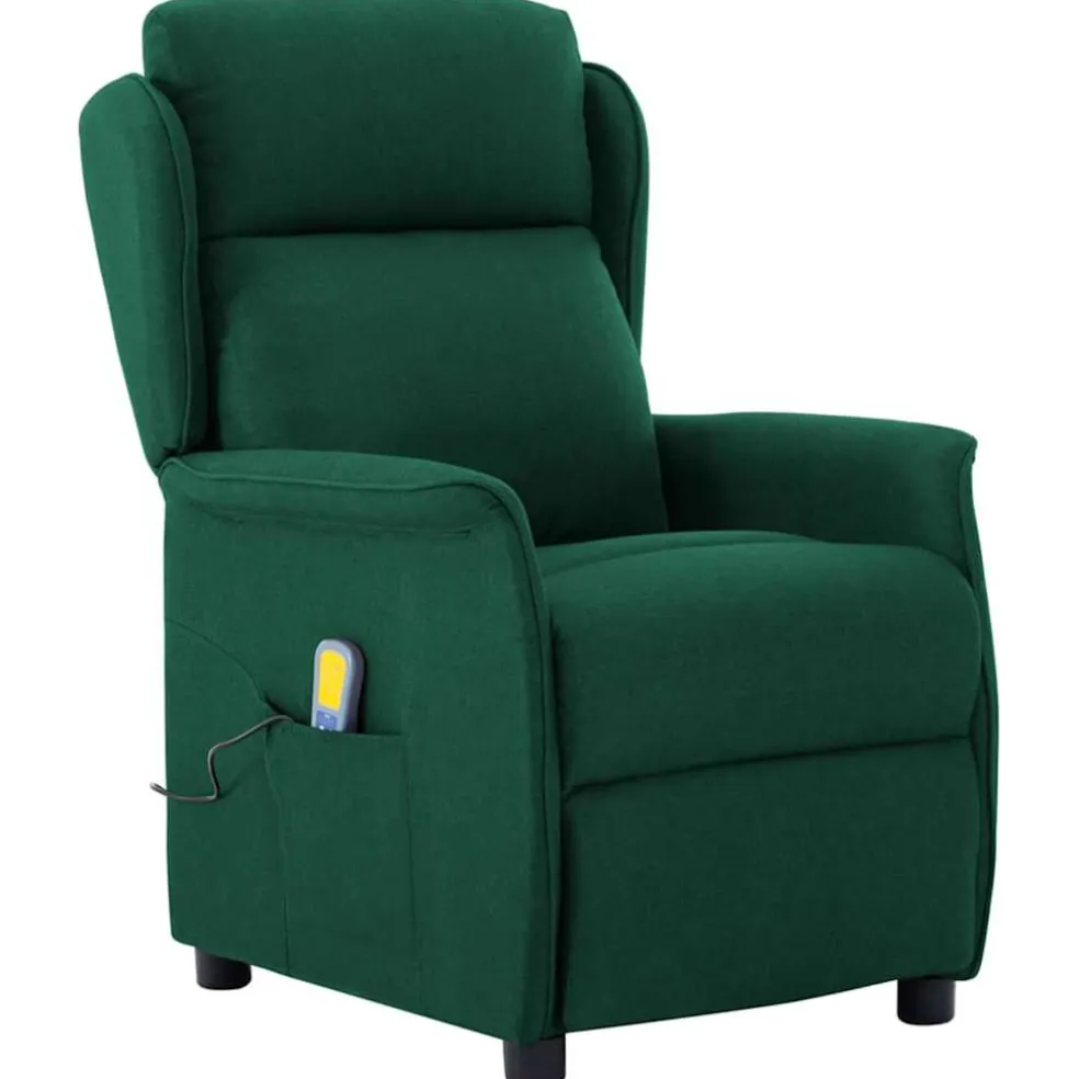 vidaXL Massagestoel Donkergroen 93.5 x 67.5 x 101.5 cm Stof