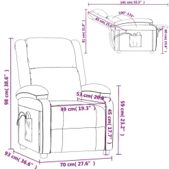 vidaXL Massagestoel elektrisch stof taupe
