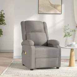 vidaXL Massagestoel elektrisch stof taupe