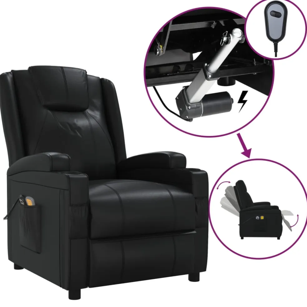 vidaXL Massagestoel elektrisch stof taupe