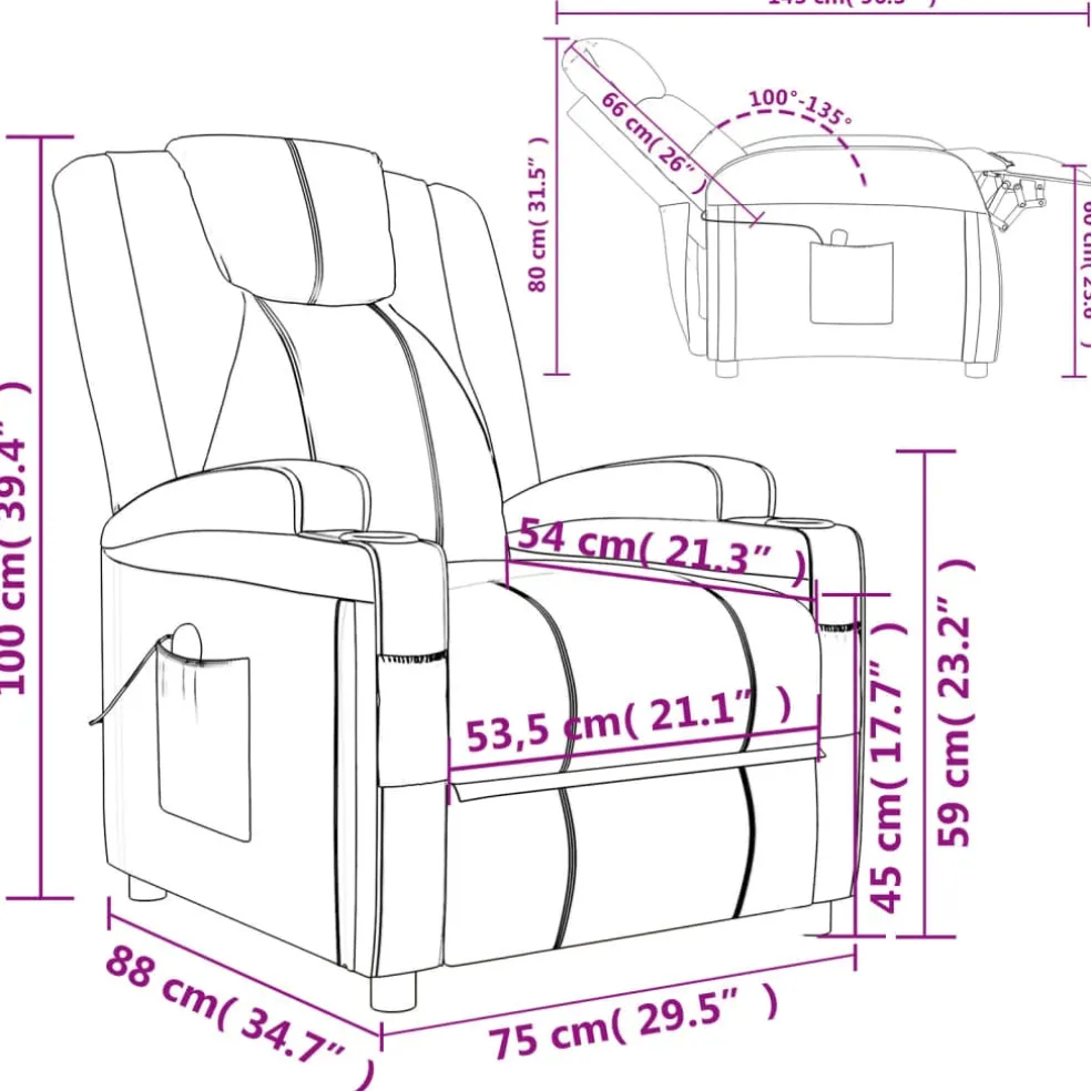 vidaXL Massagestoel elektrisch stof taupe