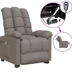vidaXL Massagestoel elektrisch stof taupe