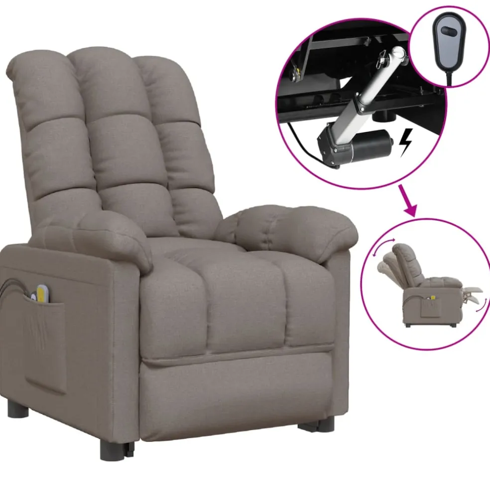 vidaXL Massagestoel elektrisch stof taupe