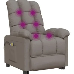 vidaXL Massagestoel elektrisch stof taupe