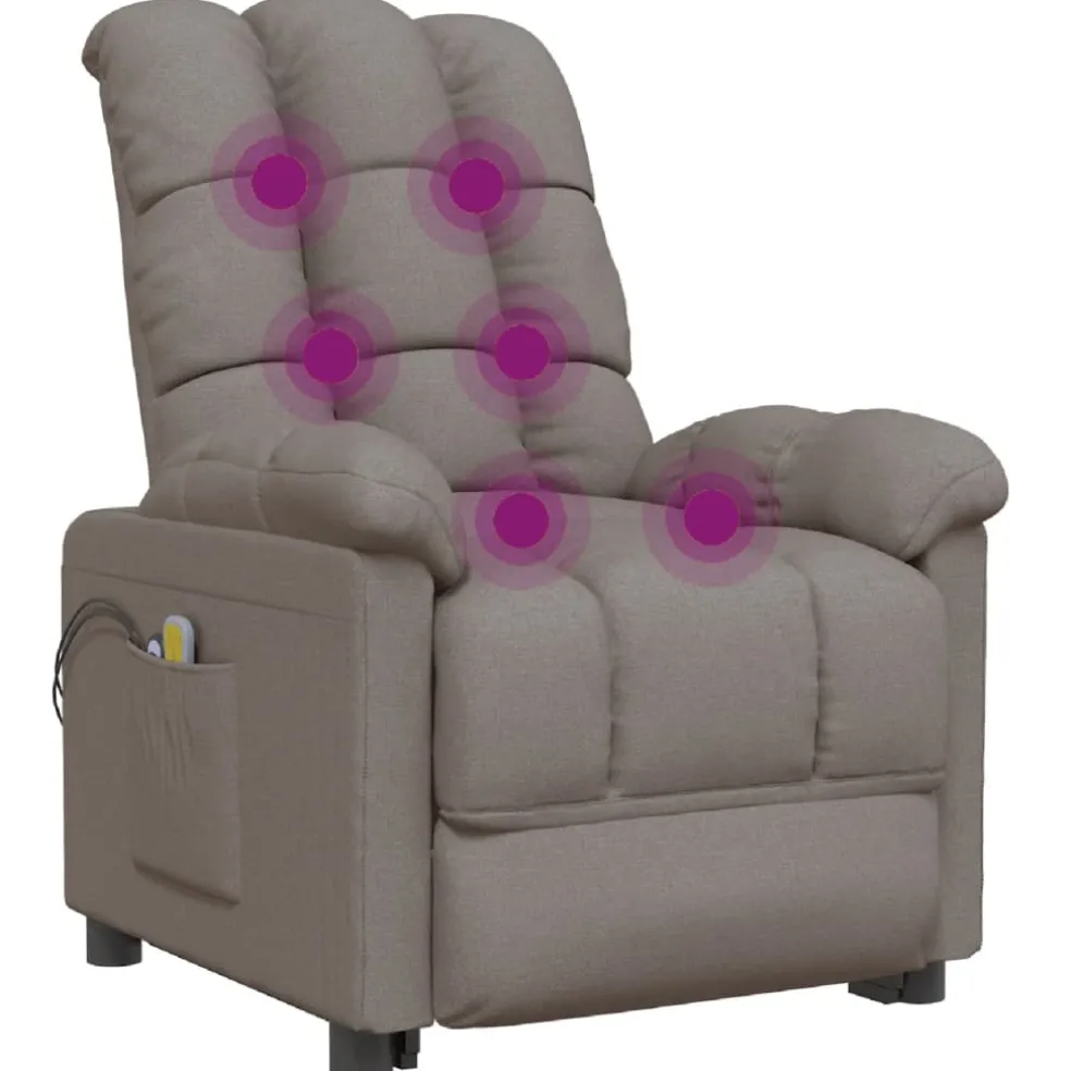 vidaXL Massagestoel elektrisch stof taupe