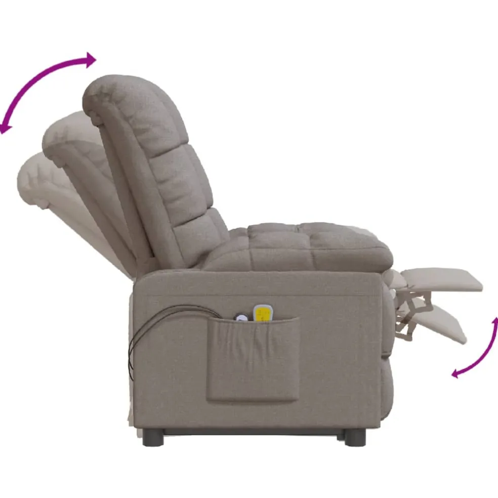 vidaXL Massagestoel elektrisch stof taupe