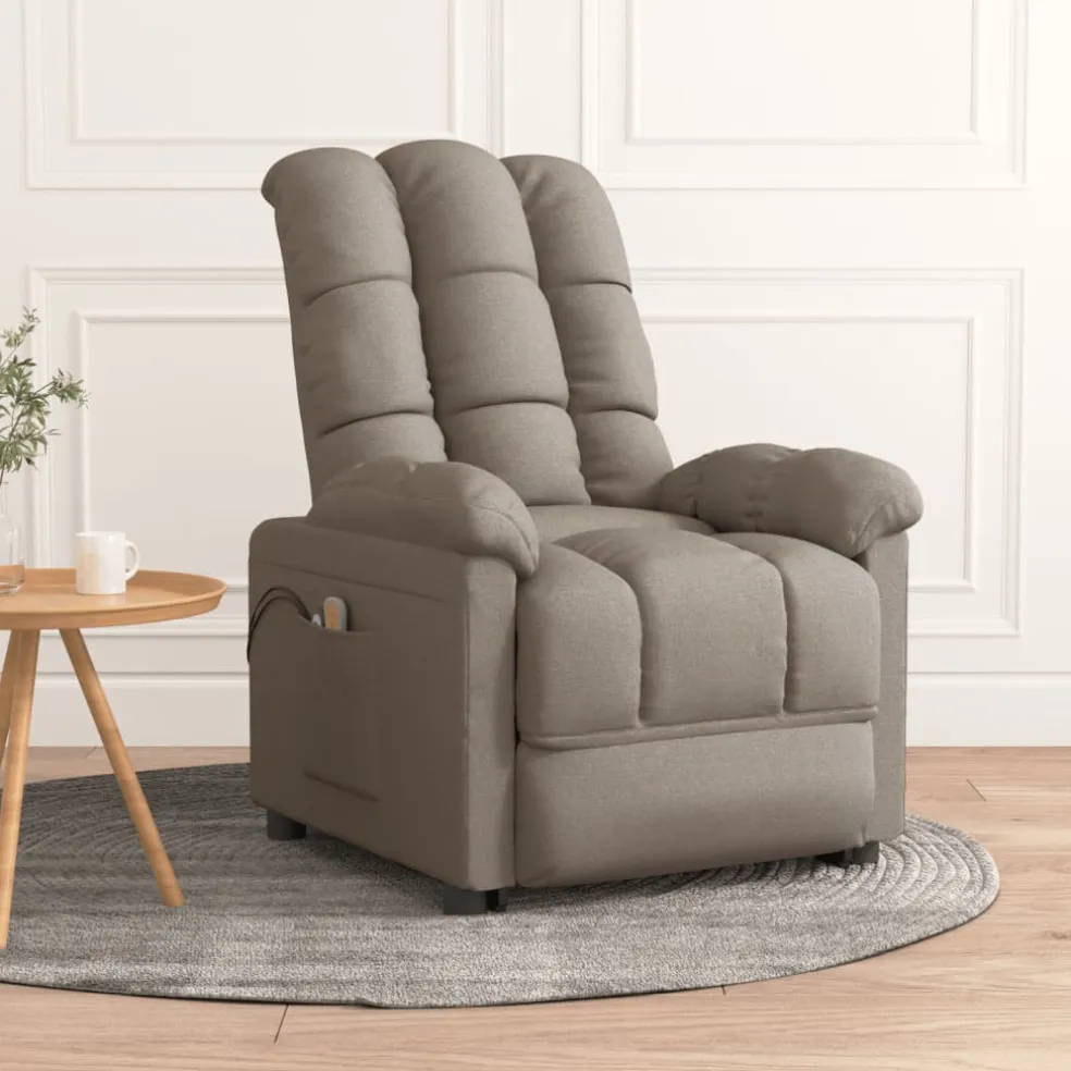 vidaXL Massagestoel elektrisch stof taupe