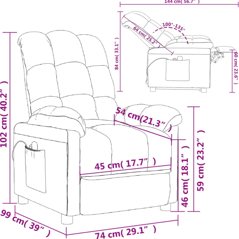 vidaXL Massagestoel elektrisch stof taupe