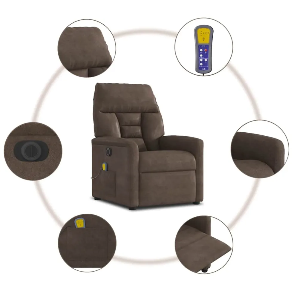 vidaXL Massagestoel elektrisch verstelbaar microvezelstof bruin