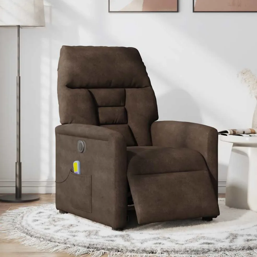 vidaXL Massagestoel elektrisch verstelbaar microvezelstof bruin