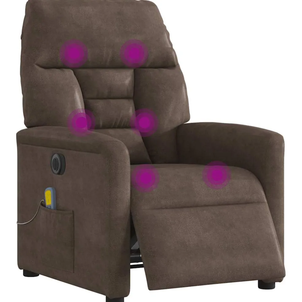 vidaXL Massagestoel elektrisch verstelbaar microvezelstof bruin