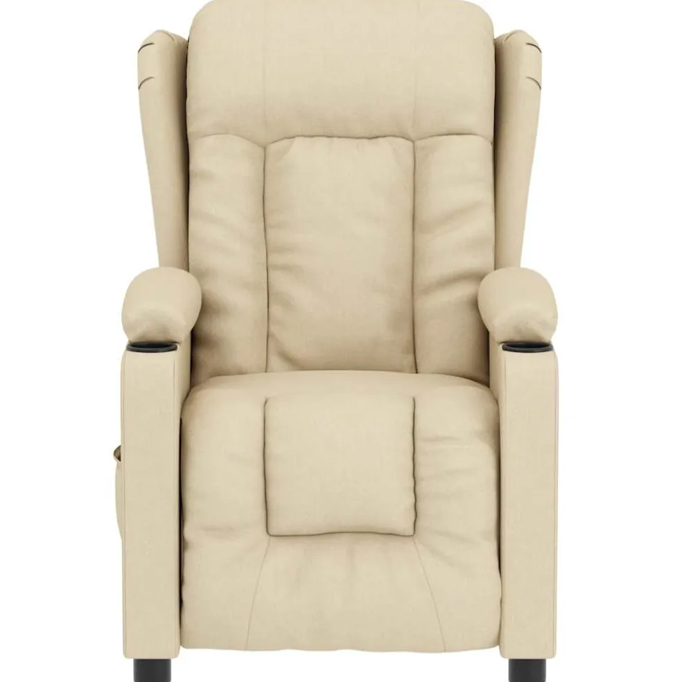 vidaXL Massagestoel elektrisch stof crèmekleurig