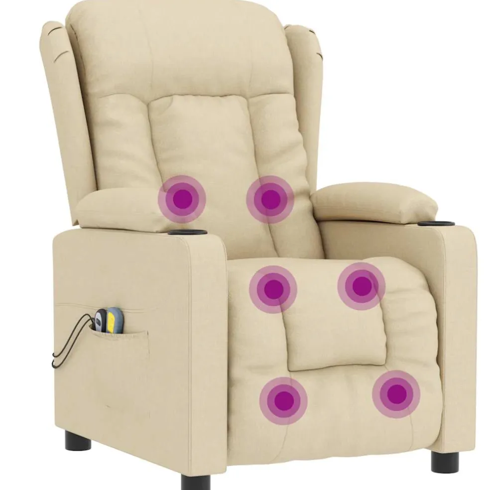 vidaXL Massagestoel elektrisch stof crèmekleurig