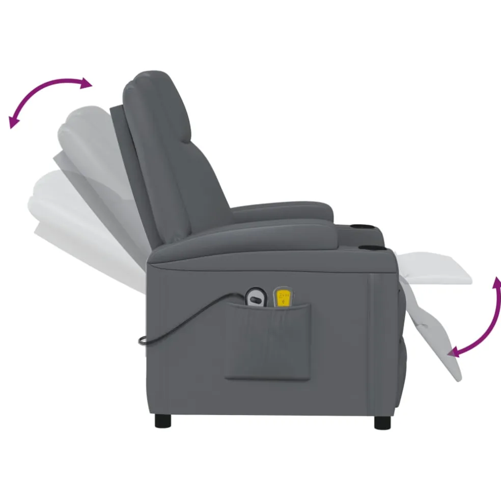 vidaXL Massagestoel elektrisch kunstleer antracietkleurig