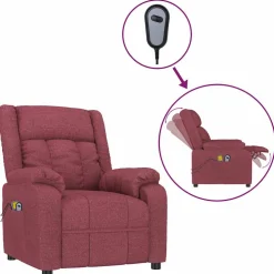 vidaXL Massagestoel elektrisch stof wijnrood