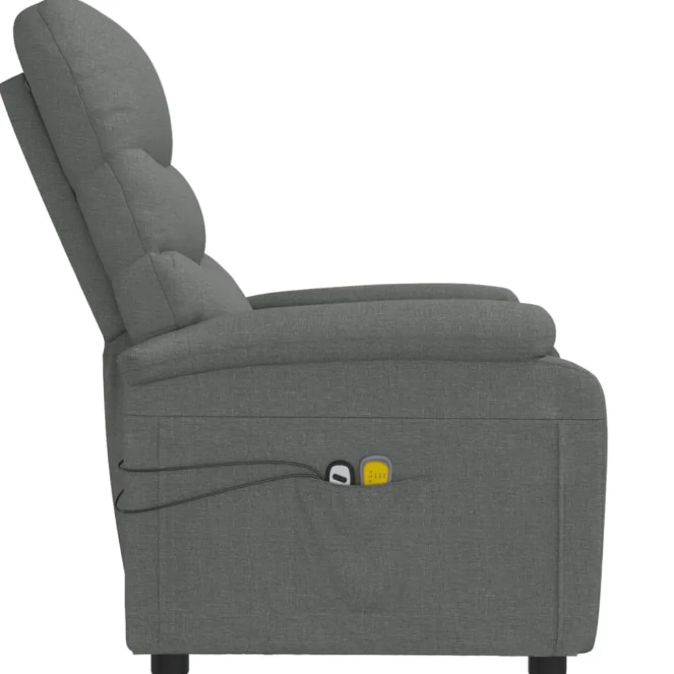 vidaXL Massagestoel elektrisch stof donkergrijs