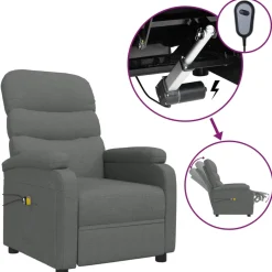 vidaXL Massagestoel elektrisch stof donkergrijs
