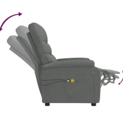 vidaXL Massagestoel elektrisch stof donkergrijs