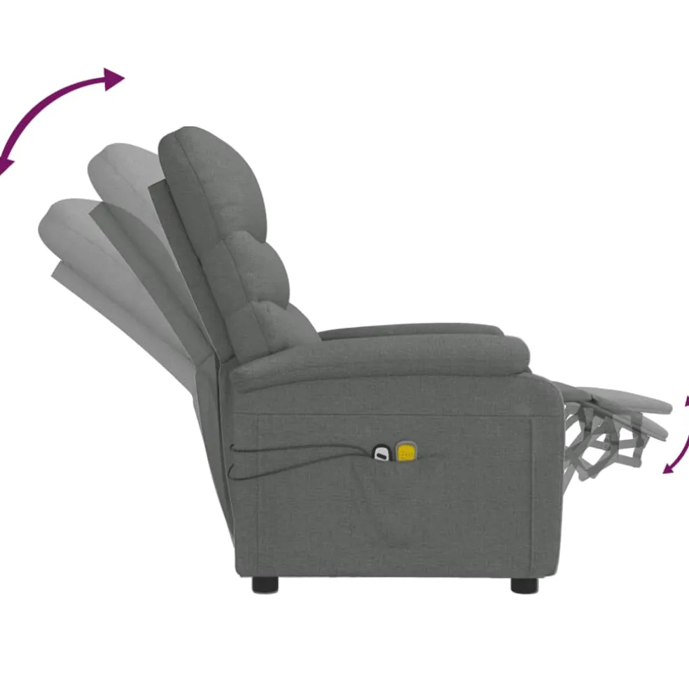 vidaXL Massagestoel elektrisch stof donkergrijs