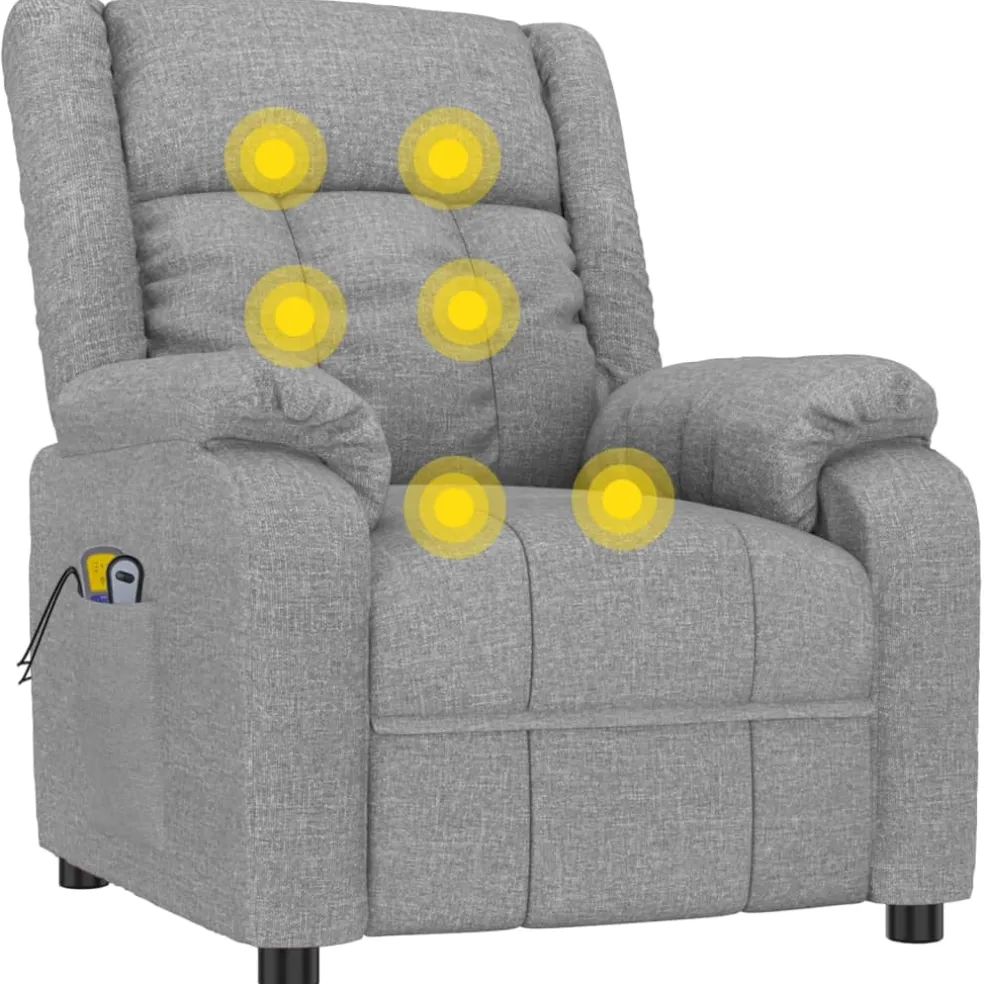 vidaXL Massagestoel elektrisch stof lichtgrijs
