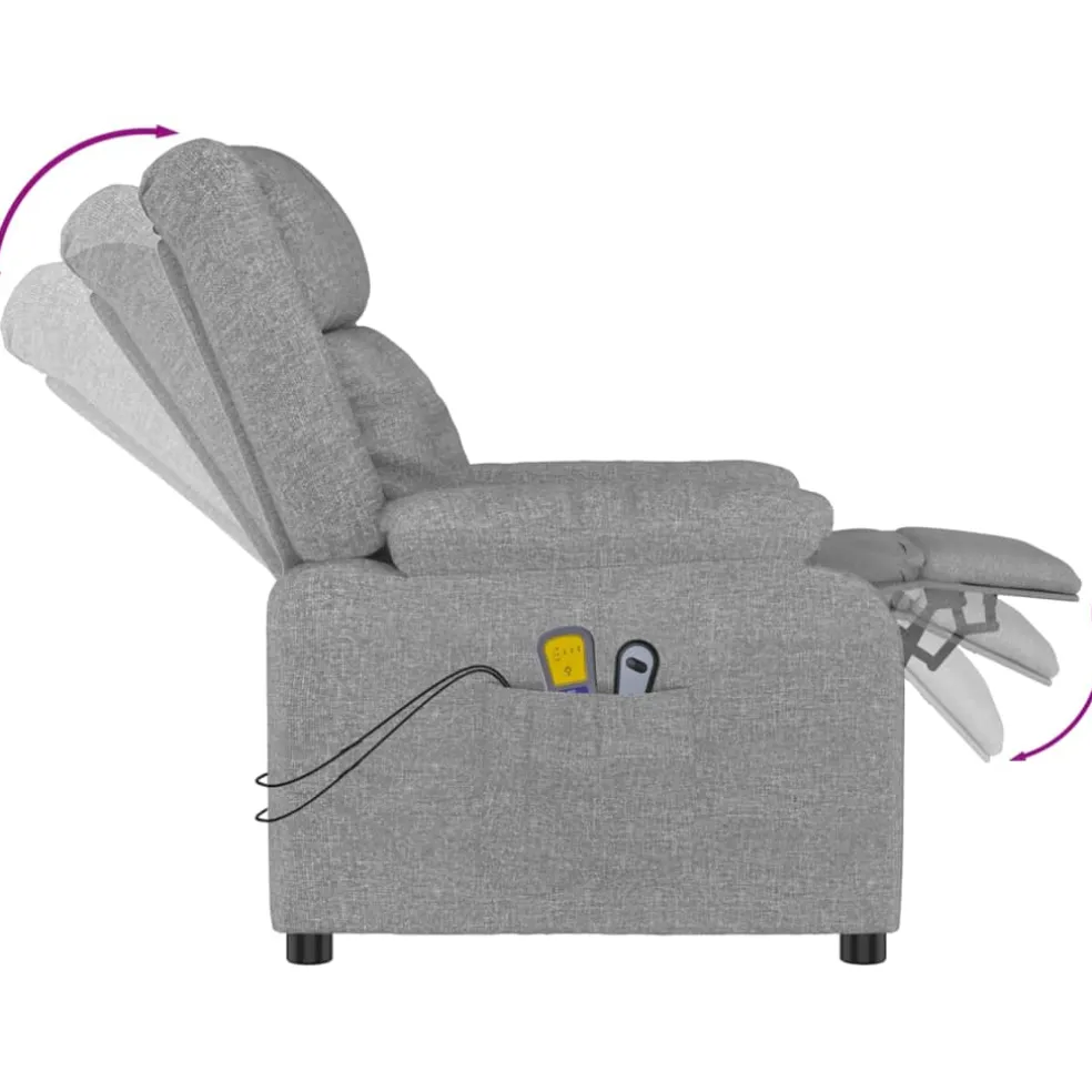 vidaXL Massagestoel elektrisch stof lichtgrijs